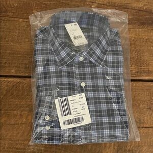 Bloomingdale's Navy and White Checkered Shirt